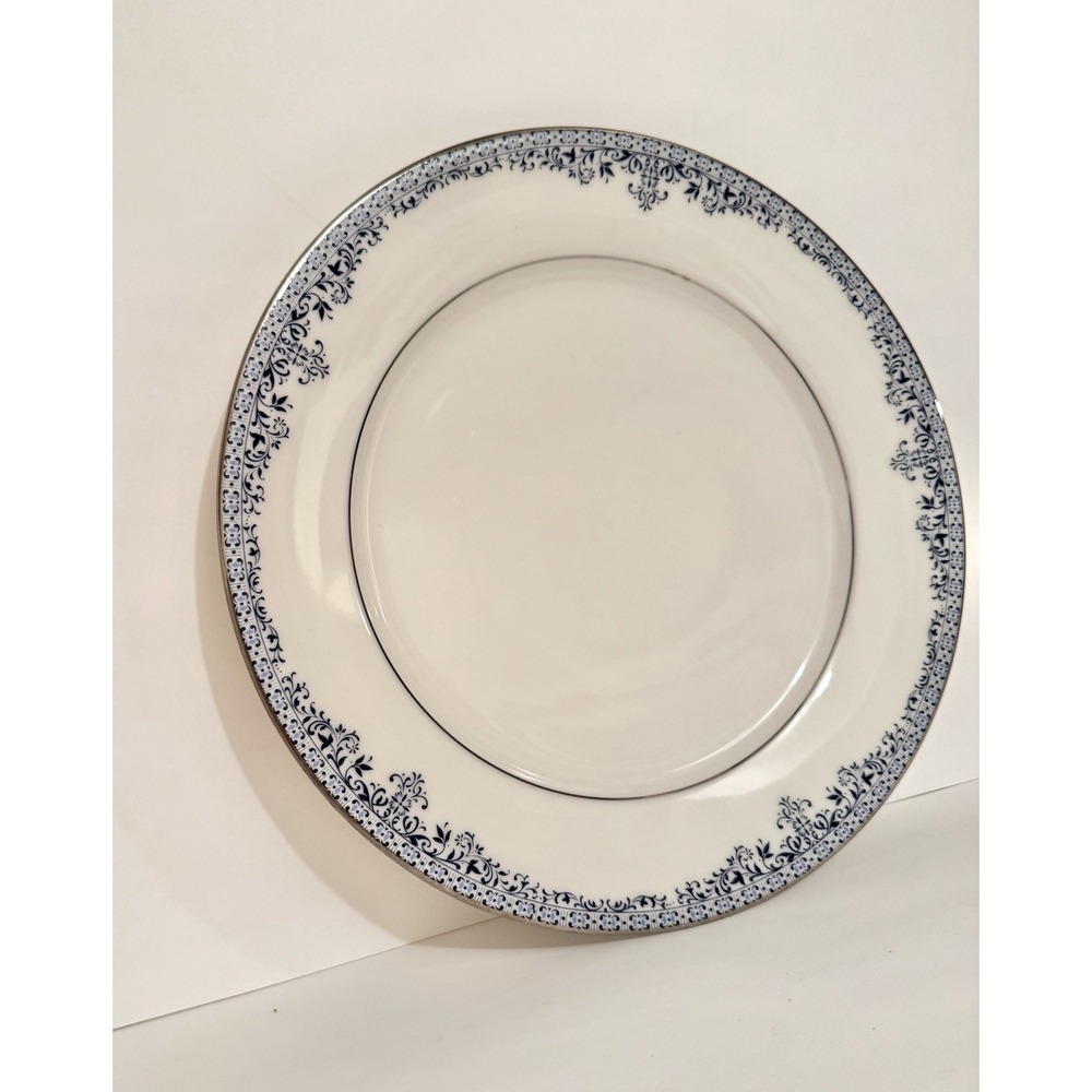 Noritake Charleston‎ 7148 Bread Plates Ivory Blue Filigree Platinum Trim